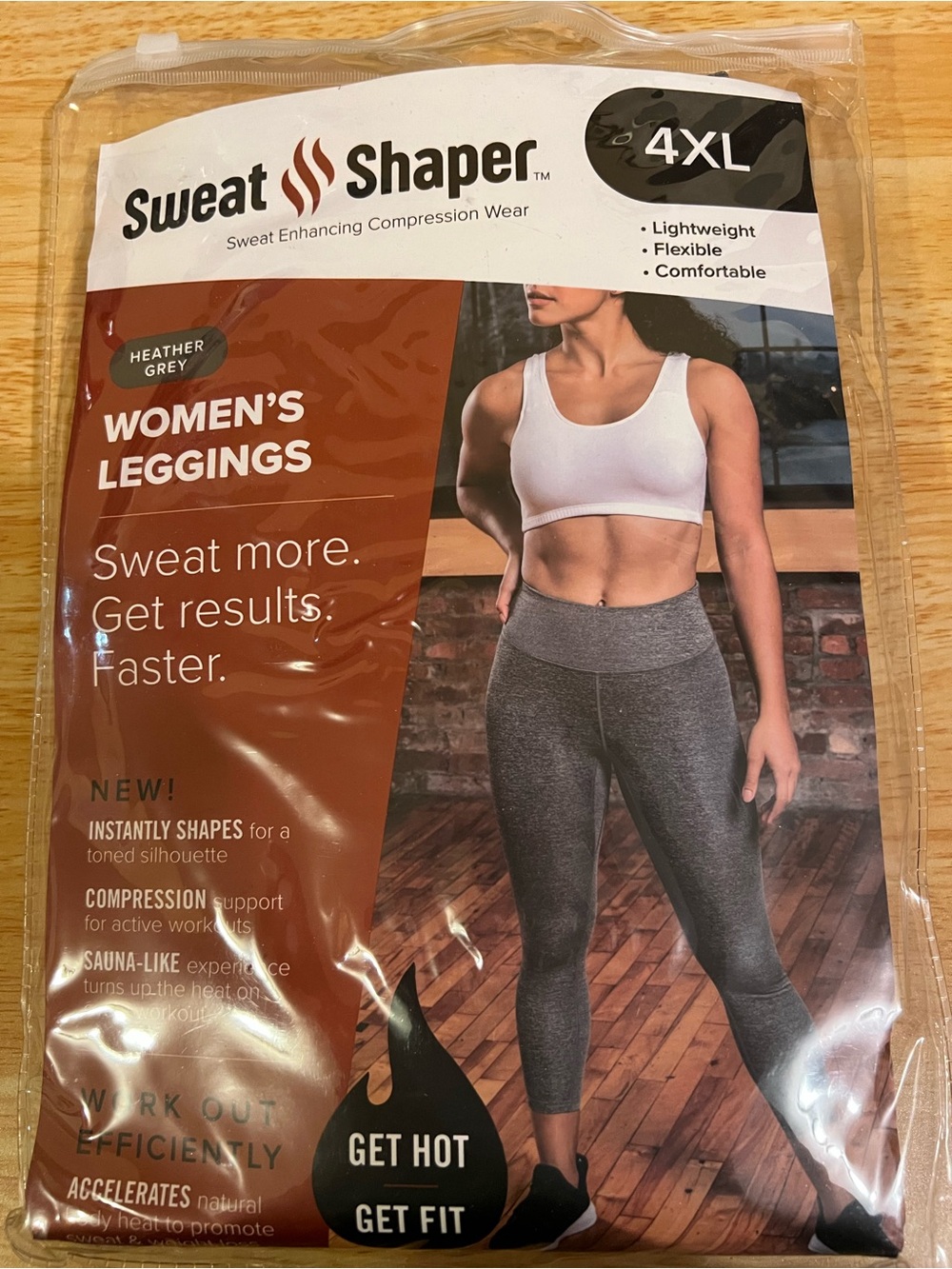 Sweat Shaper Women's Heather Grey Leggings - 4XL (24-26) Compression, Yoga Pants